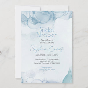 Modernes Blue Watercolor-Brautparty Einladung