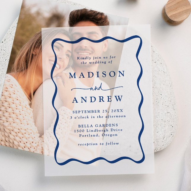 Modernes Blue Wavy Frame Wedding (Von Creator hochgeladen)