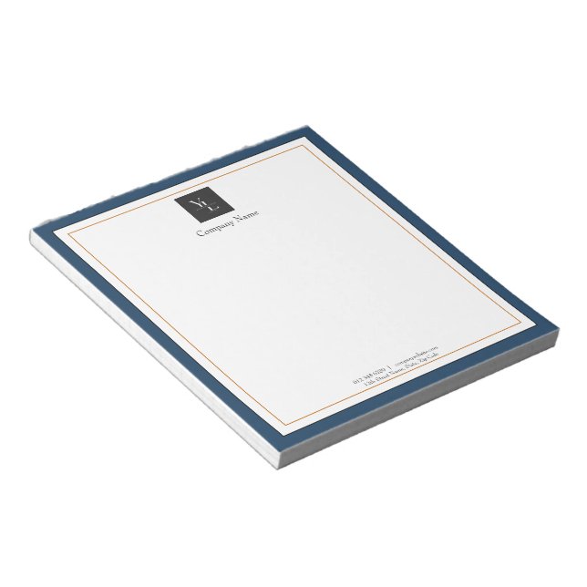 Modernes Blue White Gold mit Business-Logo Notizblock (angewinkelt)