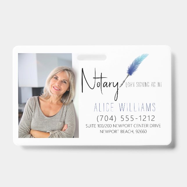 Modernes Blue & White Notary Foto Business Ausweis (Front)