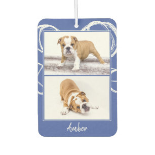 Modernes Blue & White Pet Hund FotoCollage Autolufterfrischer