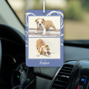 Modernes Blue & White Pet Hund FotoCollage Autolufterfrischer