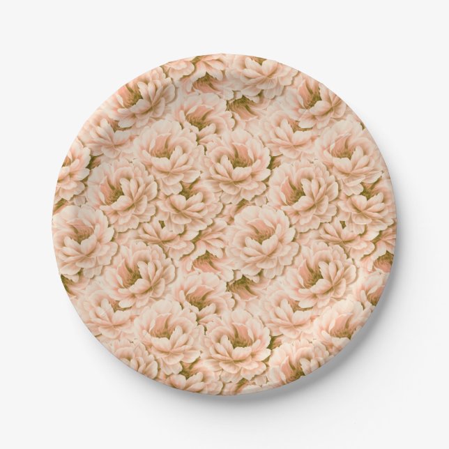 Modernes Blume-Muster für Wasserfarben Pappteller (Vorderseite)