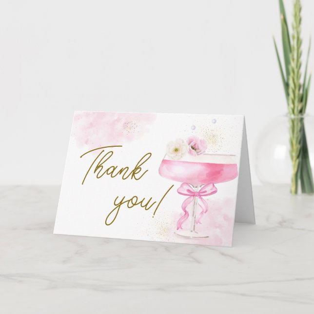 Modernes Blumenbrunch Bubbly Baby Dusche Dankeskarte (Vorderseite)