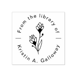 Modernes Blumenbuch "Aus der Bibliothek" Gummistempel