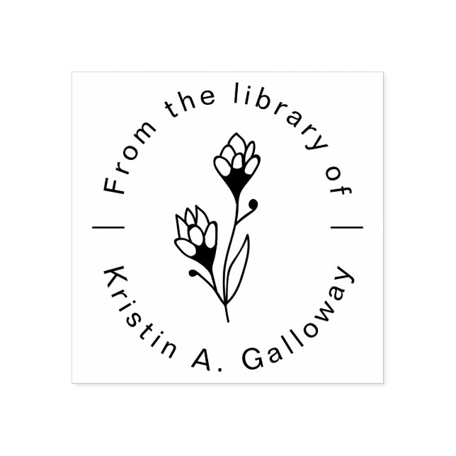Modernes Blumenbuch "Aus der Bibliothek" Gummistempel (Prägung)
