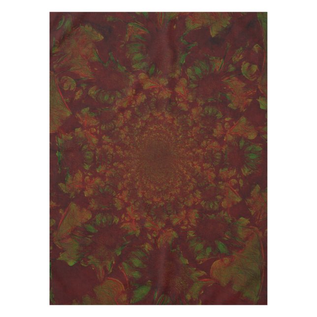 Modernes Blumenburgunder-rotes grünes elegantes Tischdecke (Vorderseite)