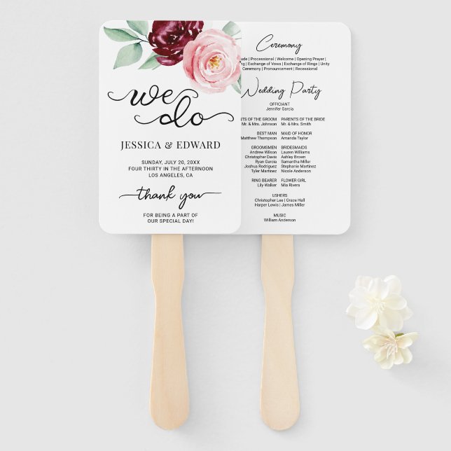 Modernes Blumendanken für das elegante Hochzeitspr Fächer (Vorne und Hinten)