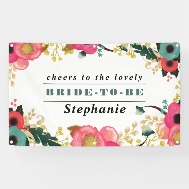 Modernes Blumendesign Großes Brautparty Banner (Horizontal)
