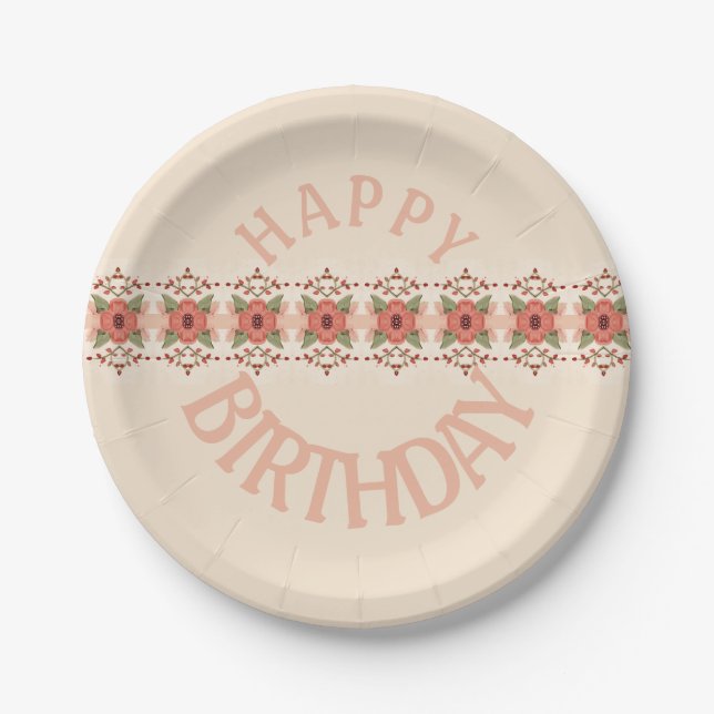 Modernes Blumendesign Pappteller (Vorderseite)