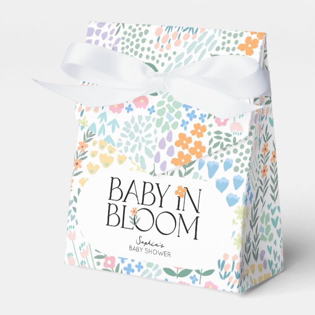 Modernes, blumenfarbenes Baby in der Blütendusche Geschenkschachtel (Vorderseite)