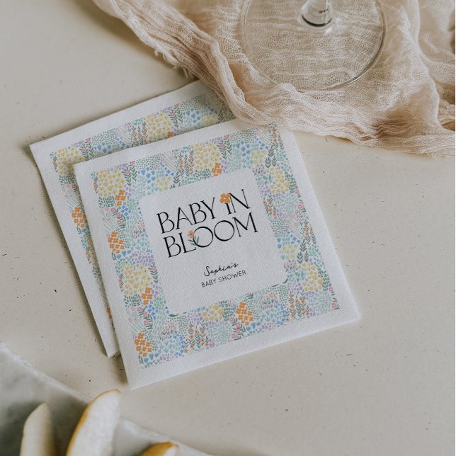 Modernes, blumenfarbenes Baby in der Blütendusche Serviette (Von Creator hochgeladen)