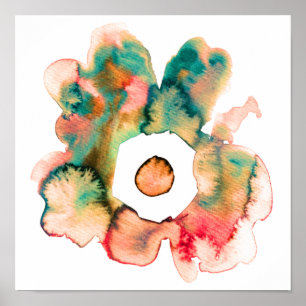 Modernes, blumenfarbenes, handgezeichnetes Blume-P Poster