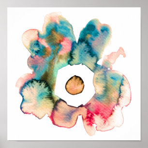 Modernes, blumenfarbenes, handgezeichnetes Blume-P Poster