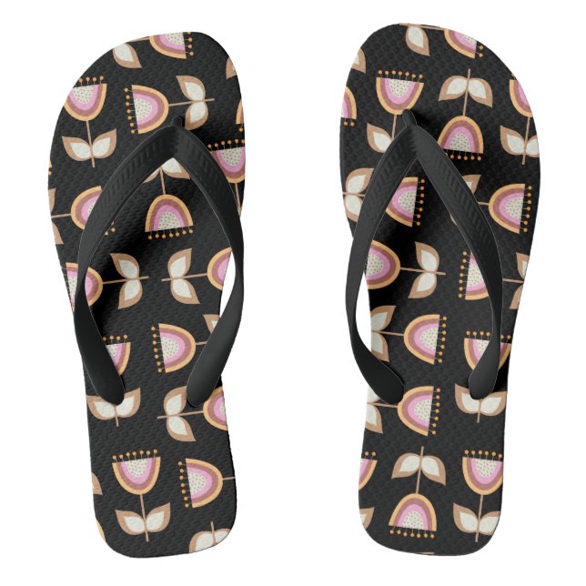 Modernes Blumengartenmuster aus dem Mittelalter Flip Flops (Fußbett)