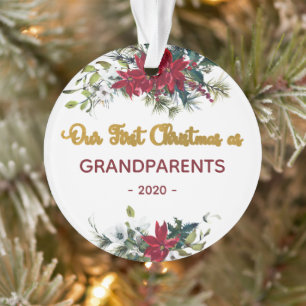 Modernes Blumengebirge Erste Weihnachten Großelte Ornament
