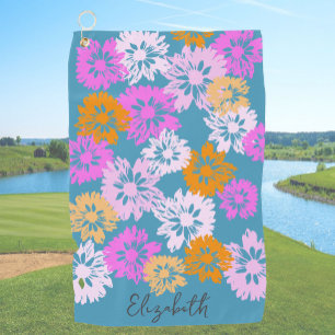 Modernes Blumengeschenk für ihren Dame Golfer Indi Golfhandtuch