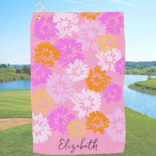 Modernes Blumengeschenk für ihren Dame Golfer Indi Golfhandtuch