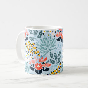 Modernes Blumengestein auf blau Kaffeetasse