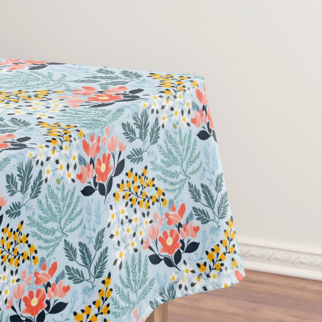 Modernes Blumengestein auf blau Tischdecke (Beispiel)