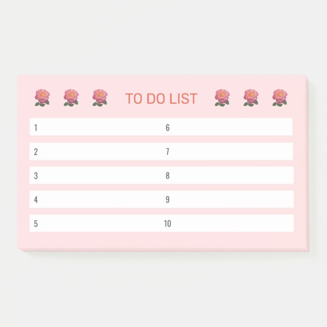 Modernes Blumengestein, das in hellrosa und weiß a Post-it Klebezettel (Vorderseite)