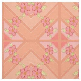 Modernes Blumengestein in Korallenrosa und Pfirsic Stoff