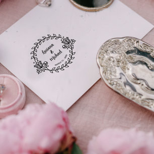 Modernes Blumenhochzeitdatum Gummistempel