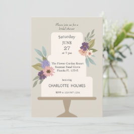 Modernes Blumenkuchen-Brautparty Einladung
