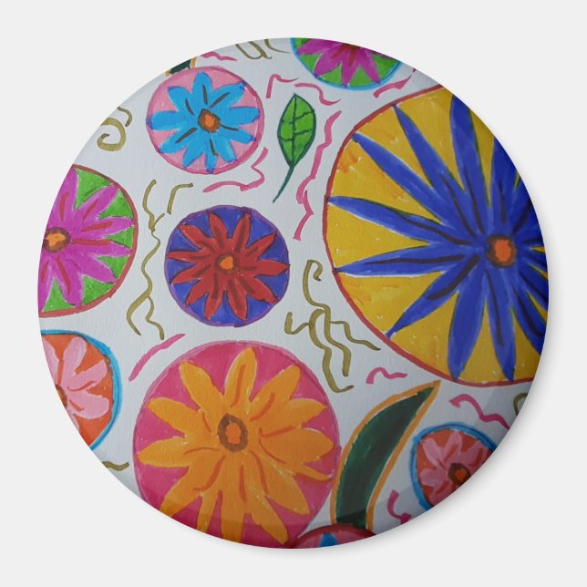Modernes Blumenmagnet Magnet (Vorne)