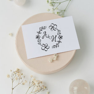 Modernes Blumenmongramm Gummistempel