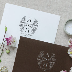 Modernes Blumenmongramm Gummistempel