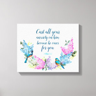 Modernes Blumenmuster 1 Peter 5:7 Imitate Canvas P Leinwanddruck