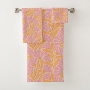Modernes Blumenmuster aus dem Mittelalter Badhandtuch Set