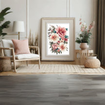 Modernes Blumenmuster-Dekor Print Poster
