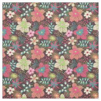 Modernes Blumenmuster-Gewebe-Rosa und Brown-Stück Stoff
