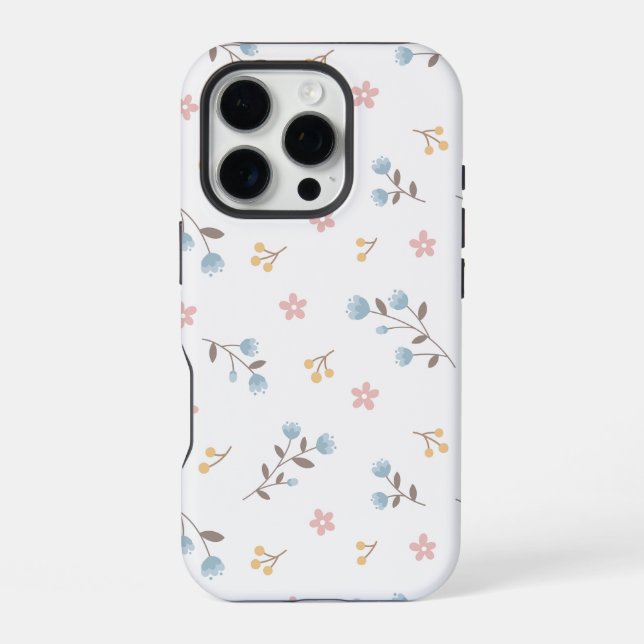 Modernes blumennahes Muster iPhone 16 Pro Hülle (Rückseite)