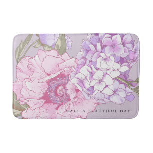Modernes Blumenpeony Hydrangea Lila Pink Badematte