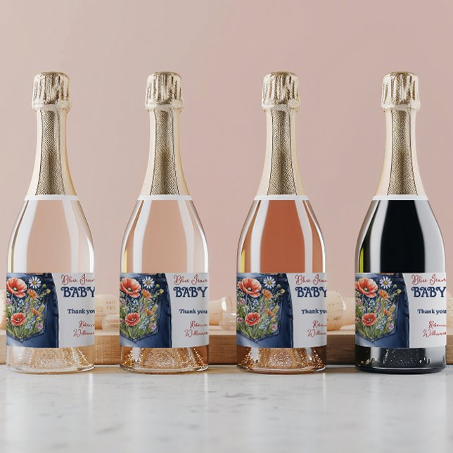 Modernes Blumenrot Denim Blue Jean Baby Dusche (Von Creator hochgeladen)