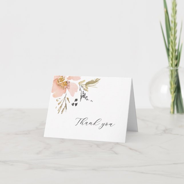 Modernes Blumenschrift dank Karte (Vorderseite)