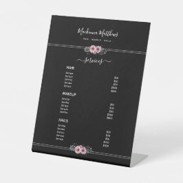 Modernes, blumensignaturfarbenes Black Salon Servi Sockelschild