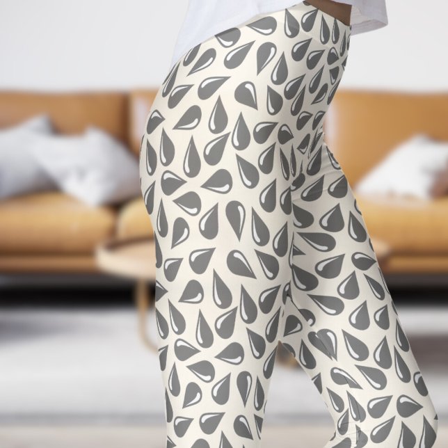 Modernes, blumenweißes und schwarzes Flick-Muster Leggings (Modern Floral White and Black Flick Pattern Leggings)