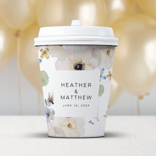 Modernes Blumenzeitalter Pappbecher (Modern Floral Watercolor Paper Cups by Painted Paperie
)