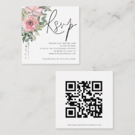 Modernes Blush Florals Script QR Code Wedding RSVP Begleitkarte