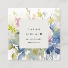 Modernes Blush Lilac Rose Blumenstrauß Quadratische Visitenkarte