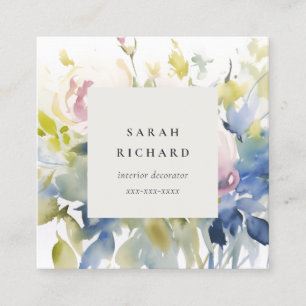Modernes Blush Lilac Rose Blumenstrauß Quadratische Visitenkarte