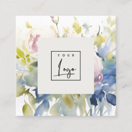 Modernes Blush Lilac Wasserfarbe Rose Blumenlogo Quadratische Visitenkarte