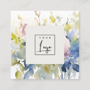 Modernes Blush Lilac Wasserfarbe Rose Blumenlogo Quadratische Visitenkarte