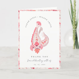 Modernes Blush Paisley Typografy Foto Wedding Dankeskarte