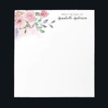 Modernes Blush Pastellfarben Pink Floral Aquarells Notizblock<br><div class="desc">Modernes Blush Pastellfarben Pink Floral Watercolor Script Notepad</div>