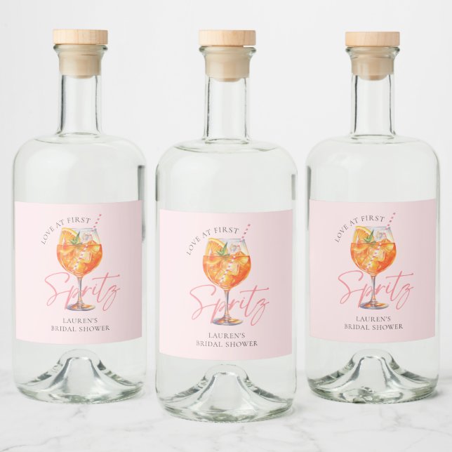 Modernes Blush Pink Aperol Spritz Brautparty Alkoholflaschenetikett (Flaschen)